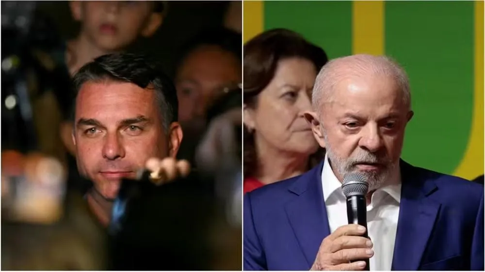 Flávio Bolsonaro e Lula — Foto: Evaristo Sá/AFP e Amanda Perobelli/Reuters